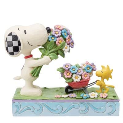 Fresh Picked Blooms (Snoopy & Woodstock Picking Flowers & Pushing a Wheelbarrow Figurine) 15,5 cm