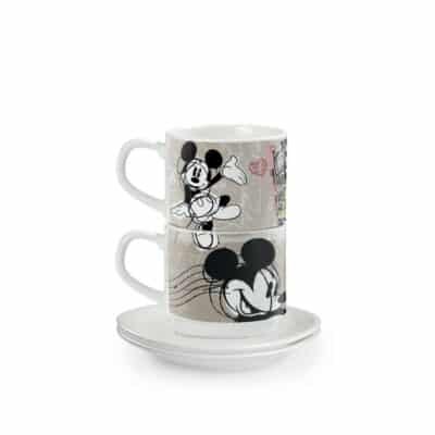 Set 2 Stackable Espresso Cups Rome With Saucers 12 cm