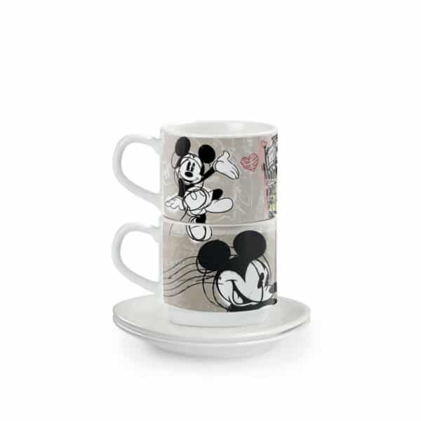 Set 2 Stackable Espresso Cups Rome With Saucers 12 cm