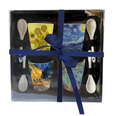 Σετ 4 Κούπες Espresso Με Κουταλάκια Van Gogh 90 ml 8 cm