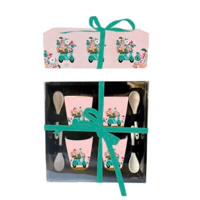 Σετ 4 Κούπες Espresso Με Κουταλάκια Scooter 90 ml 8 cm