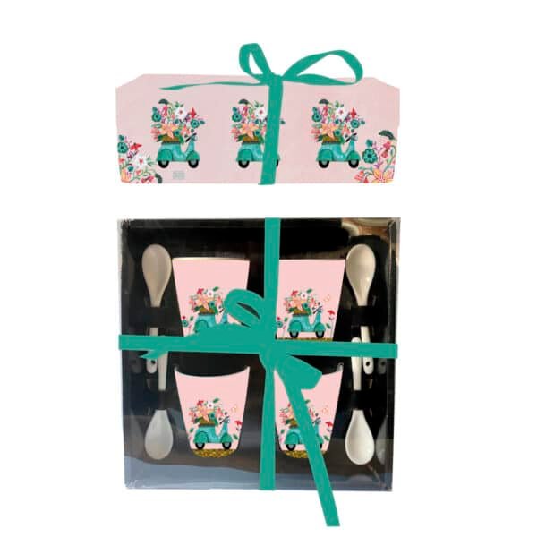 Σετ 4 Κούπες Espresso Με Κουταλάκια Scooter 90 ml 8 cm