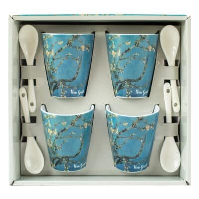 Σετ 4 Κούπες Espresso Με Κουταλάκια "Les Amandiers" Van Gogh 90 ml 8 cm