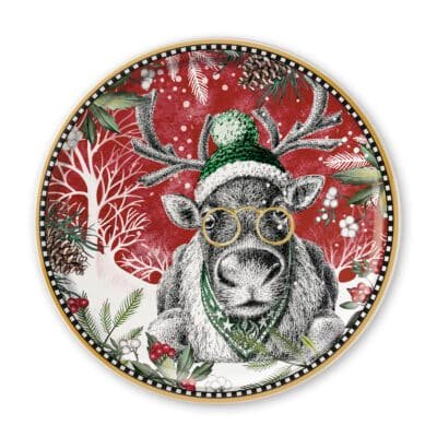 Round Serving Plate Christmas Reindeer 31 cm