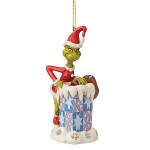 Grinch Climbing Into Chimney Hanging Ornament 13 cm