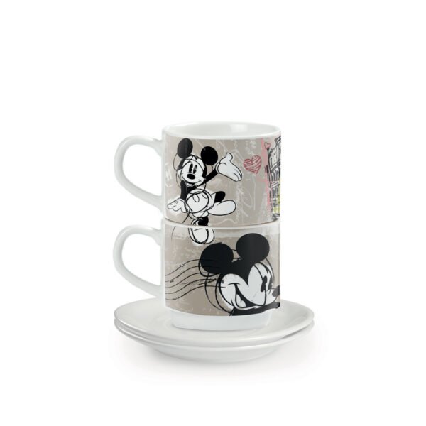 Set 2 Stackable Espresso Cups Rome With Saucers 12 cm