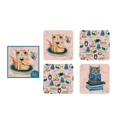 Σετ 4 Σουβέρ Crazy Cat 11 cm