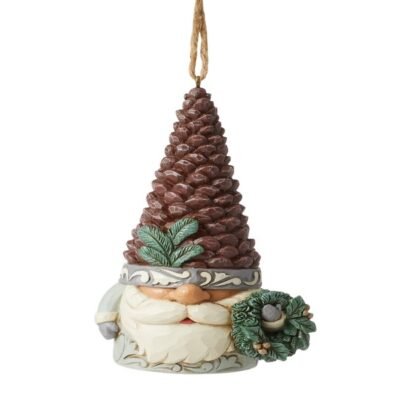 White Woodland Gnome with Pinecone Hat Hanging Ornament 11,5 cm