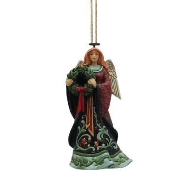 Christmas Angel with Wreath Hanging Ornament 11 cm