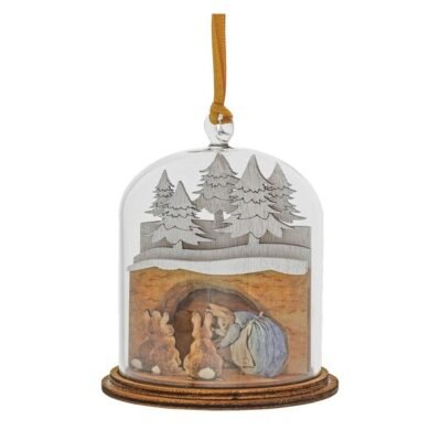 Mrs. Rabbit™  in Burrow Wooden Hanging Ornament 8,5 cm