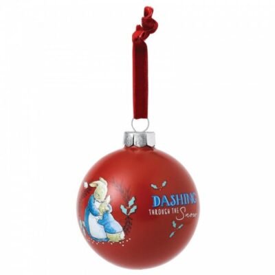Mrs. Rabbit™ & Peter Rabbit™ Merry Christmas Bauble 8,0 cm