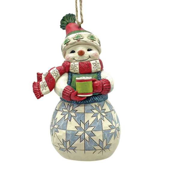 Snowman with Cocoa Hanging Ornament 11,5 cm