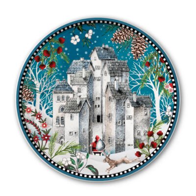 Round Serving Plate Christmas Landscape 31 cm