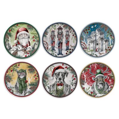 Set 6 Pcs Dessert Plates Christmas 19 cm