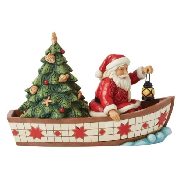 Seas of Giving (Santa in Boat with Tree Figurine) 17 cm