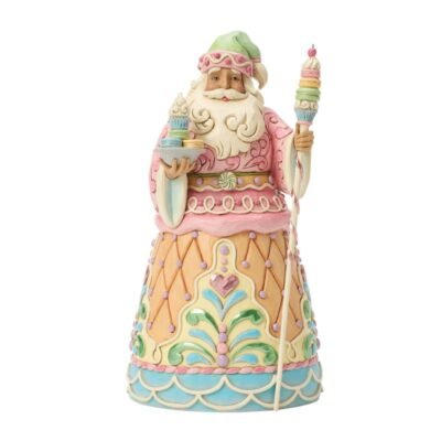 Pastel Gingerbread Santa with Macaroon Staff 25,5 cm